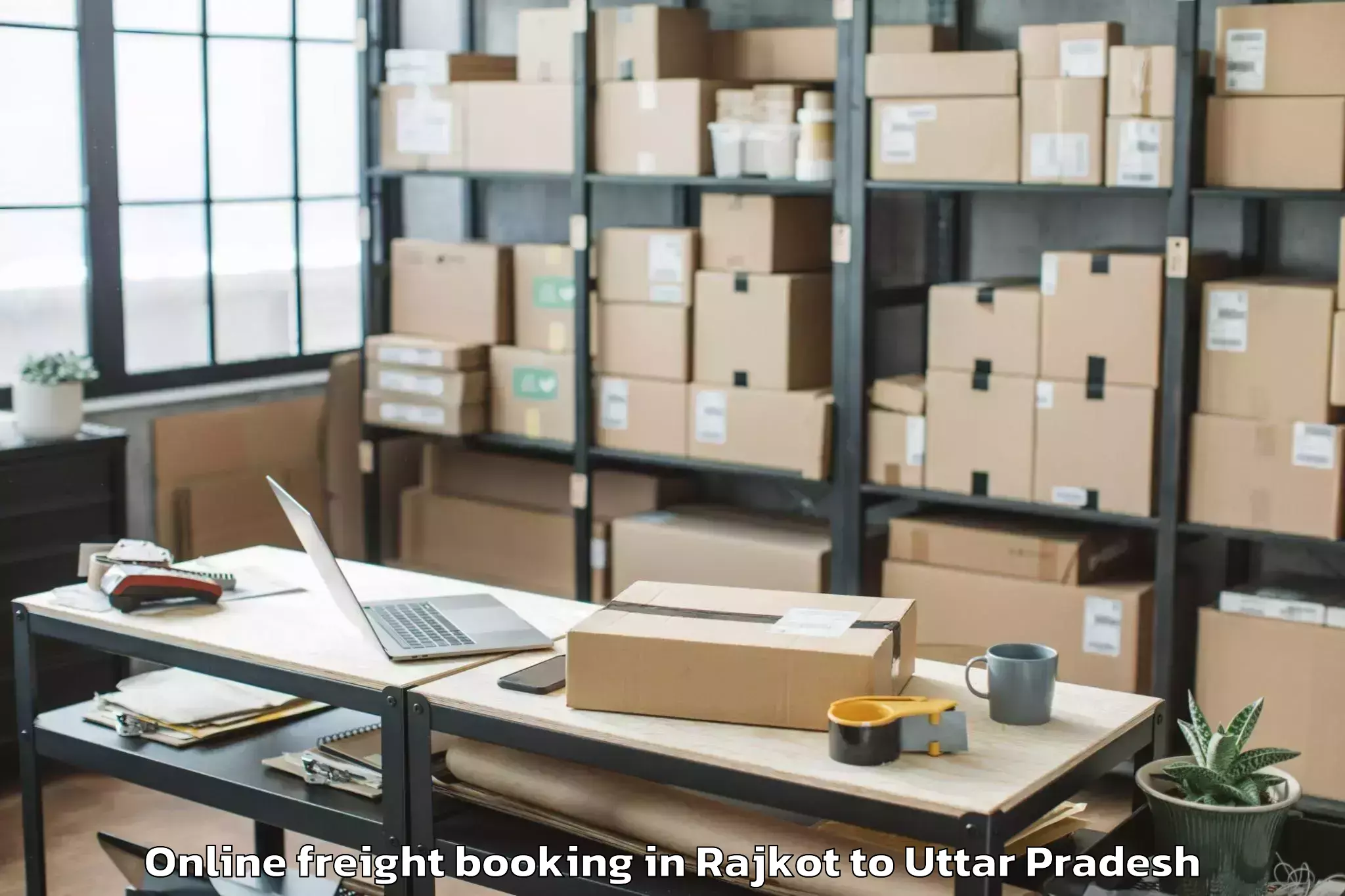 Easy Rajkot to Bhiti Online Freight Booking Booking